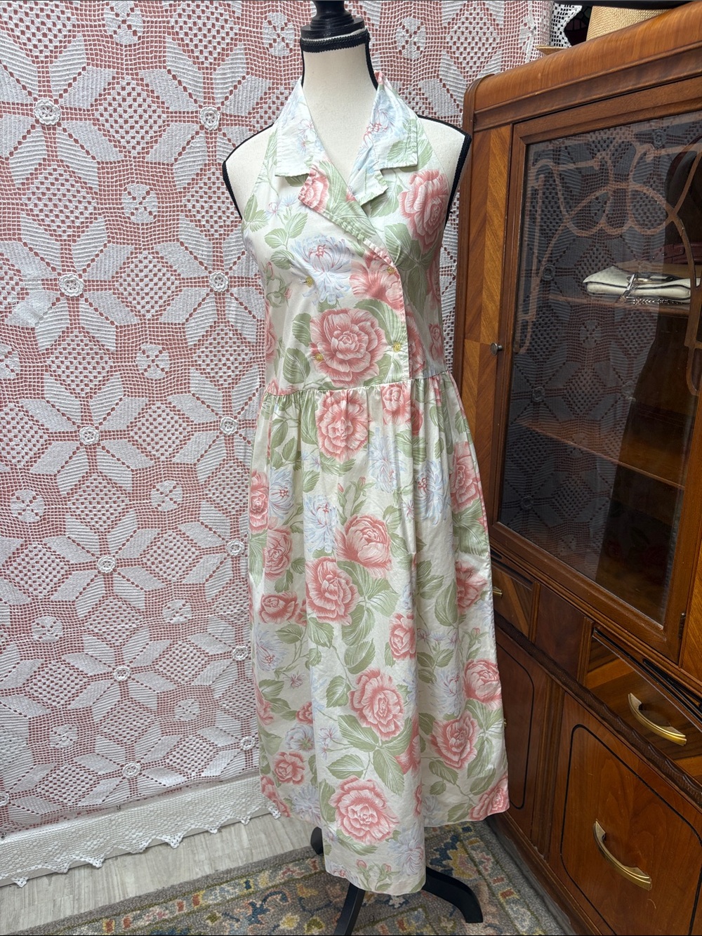 Vintage 1990s Pastel Floral Cottagecore Dress